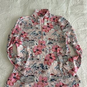 Talbots Pink Floral Half-Zip Pullover
